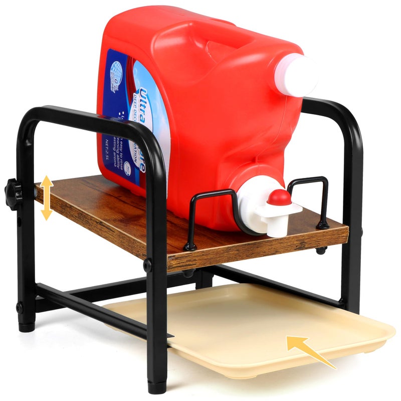 Alytree Laundry Detergent Holder & Laundry Detergent Soap Dispenser - Liquid Laundry Detergent Organizer with Drip Tray & Adjustable Tilting Board, for Laundry Room Organization and Storage,Black - Image 1